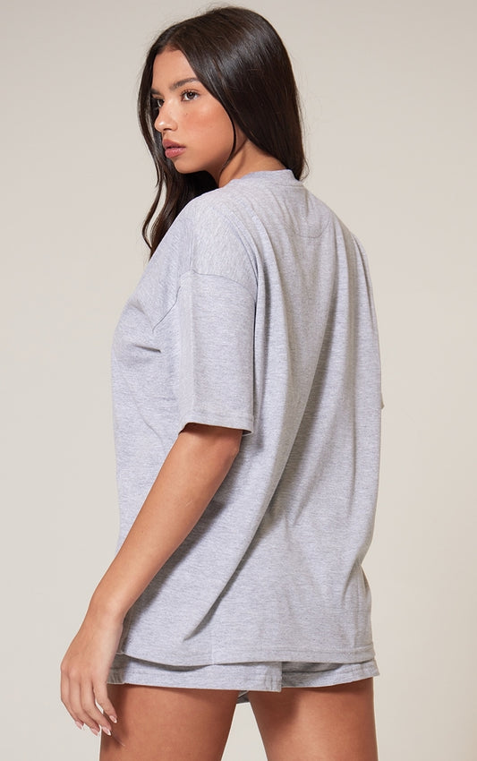 Ash Grey Cotton Oversized Boxy T-shirt