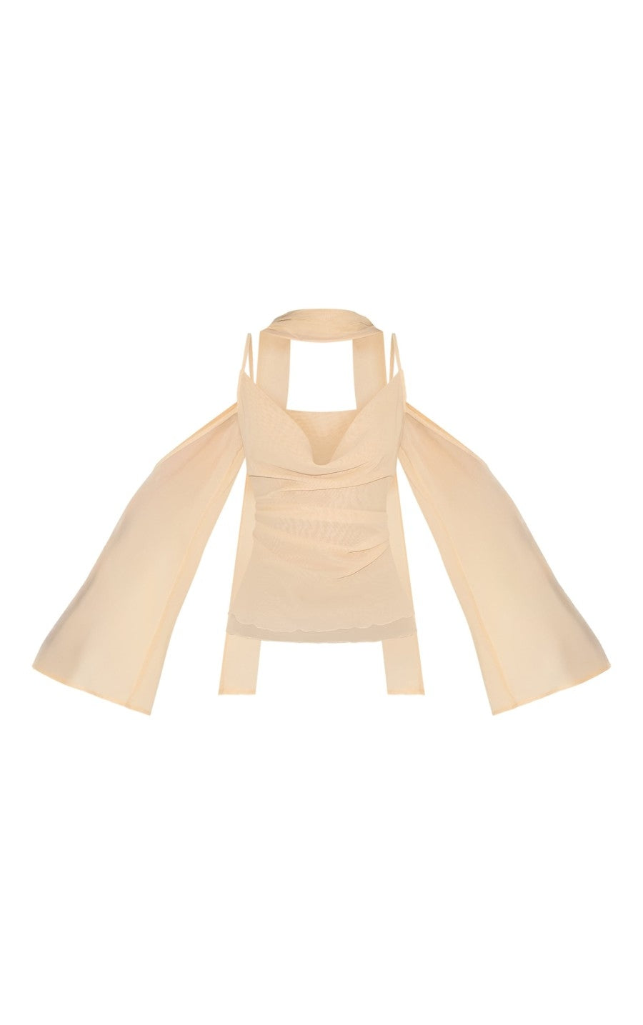 Almond Chiffon Drape Scarf Long Top