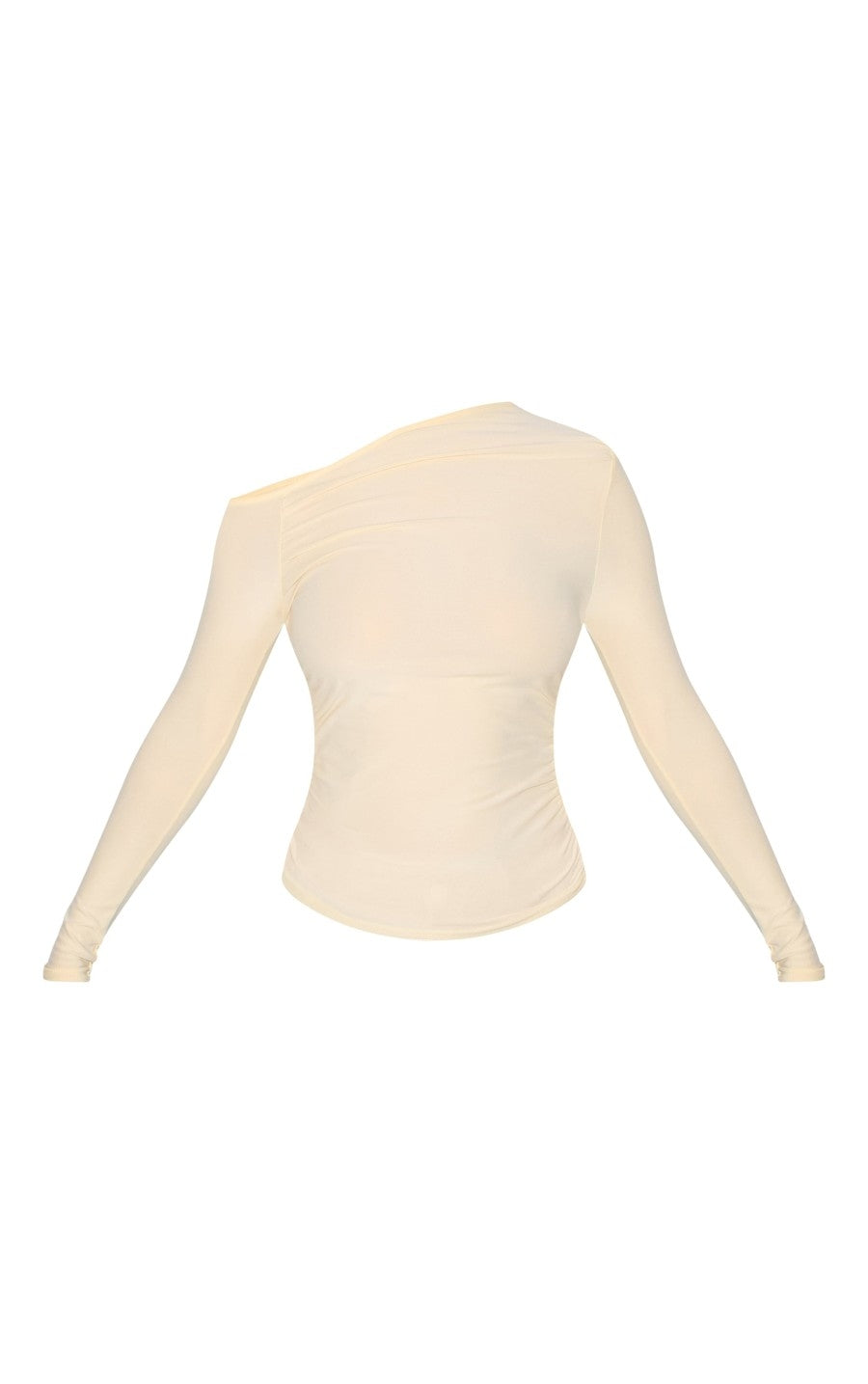 Almond Soft Touch Asymmetric Detail Long Sleeve Top