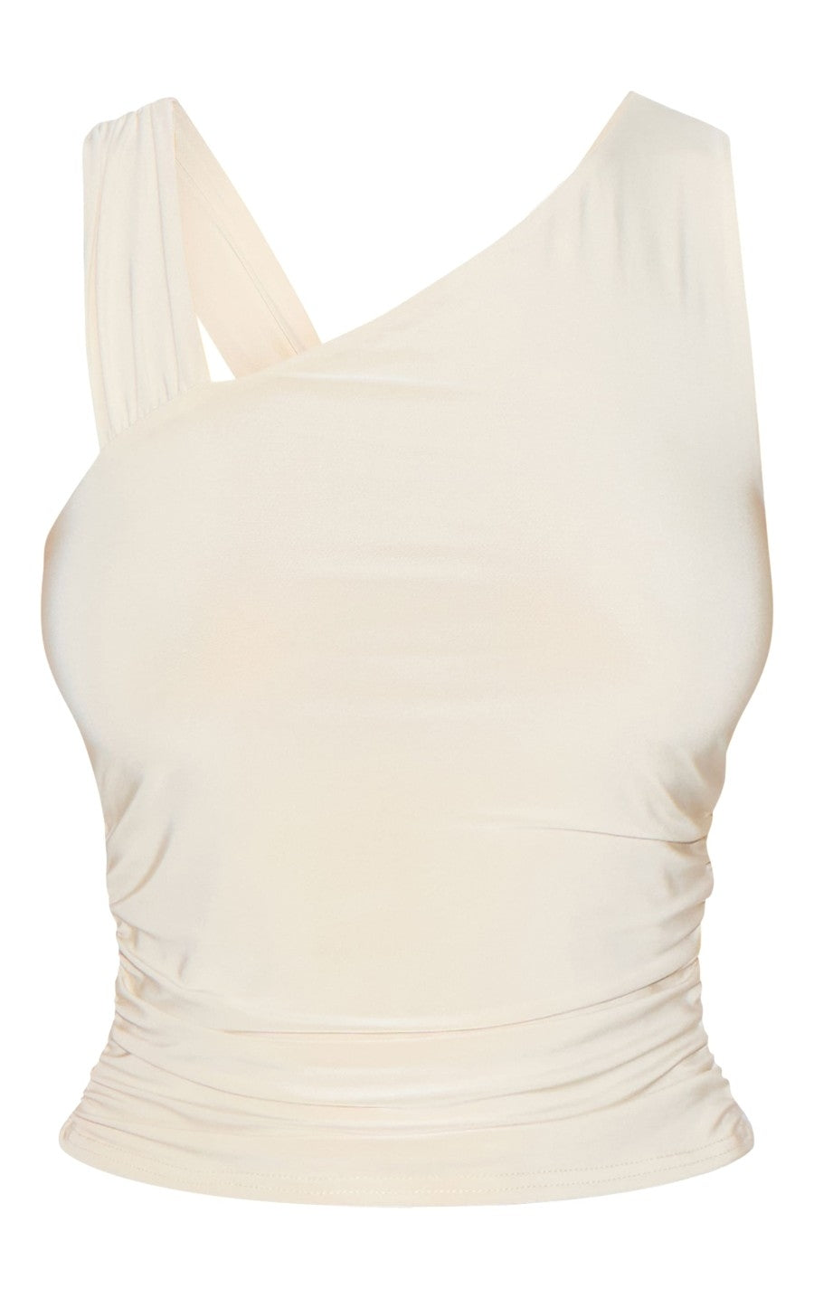 Almond Asymmetric Strap Detail Vest Top