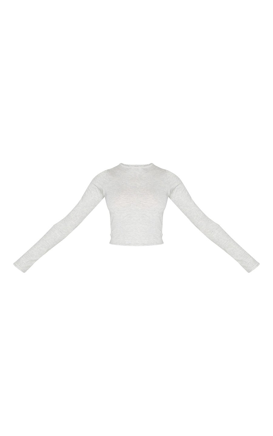 Ash Grey Cotton Jersey Long Sleeve Crew Neck Top