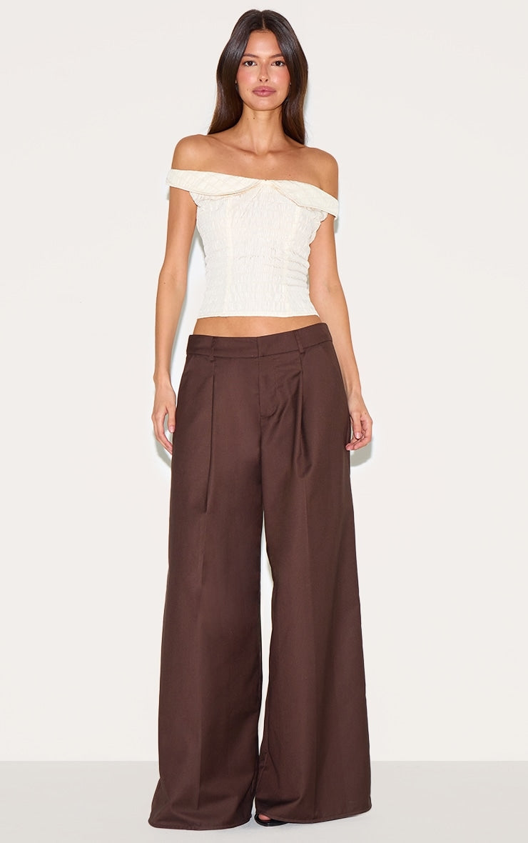 Almond Peach Skin Bardot Long Top
