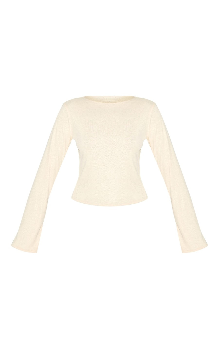 Almond Onion Skin Boatneck Flute Sleeve Long Top